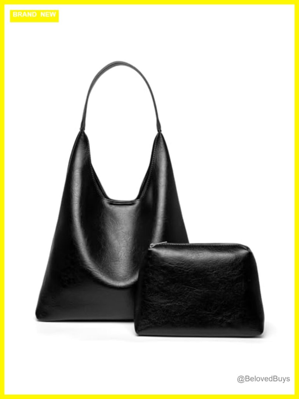 Vegan Leather Hobo Tote Bag with Inner Pouch
